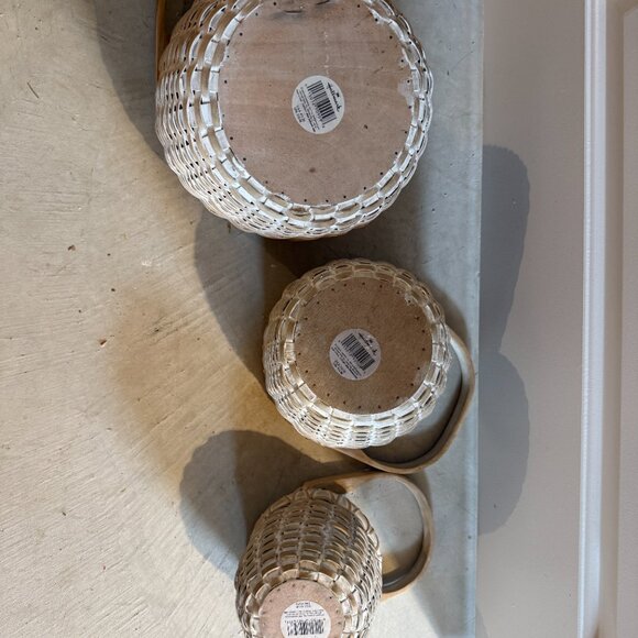 Vintage Wooden Woven Nesting Basket Set of 3 Natural Farmhouse Decor Storage - Picture 6 of 8